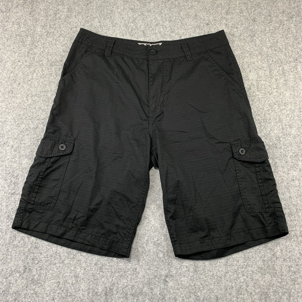 No Fear Cargo Shorts Mens 34 Black Outdoor Skater Tactical Pocket Street Y2K